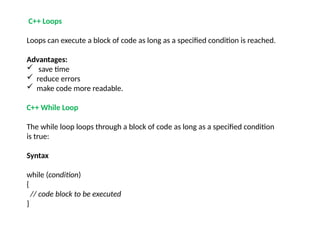 C++ CONTROL STRUCTURES - IF & LOOPS STMT | PPTX