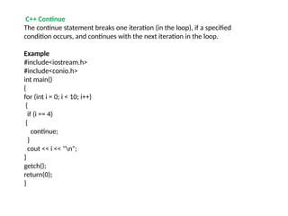 C++ CONTROL STRUCTURES - IF & LOOPS STMT | PPTX