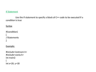 C++ CONTROL STRUCTURES - IF & LOOPS STMT | PPTX
