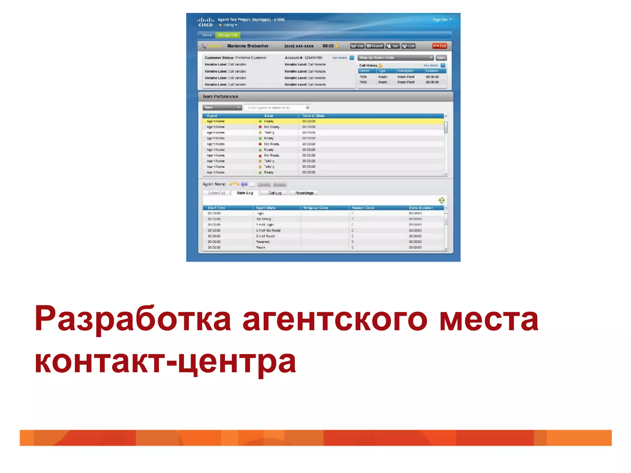 Разработка агентского места
контакт-центра
 