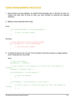 C# conventions & good practices | PDF
