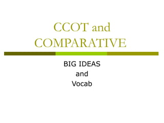 CCOT and
COMPARATIVE
BIG IDEAS
and
Vocab
 