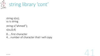 Append on file
In ofstream we make a new file with this name and begin to write on it
What if I want to append on the file ?!
The solution : >> Ios:: app
Ofstream out (“file.txt” , ios::app);
 