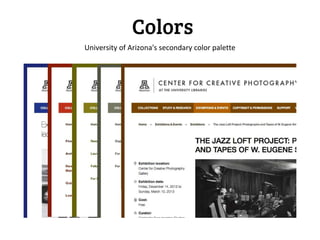 Colors
University of Arizona's secondary color palette
 