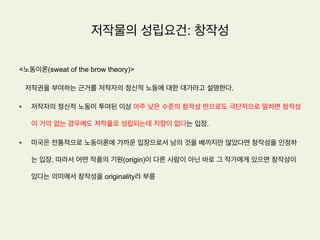 저작물의 성립요건
기본이론
 