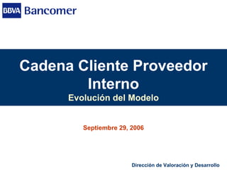 Dirección de Valoración y Desarrollo Cadena Cliente Proveedor   Interno Evolución del Modelo Septiembre 29, 2006 
