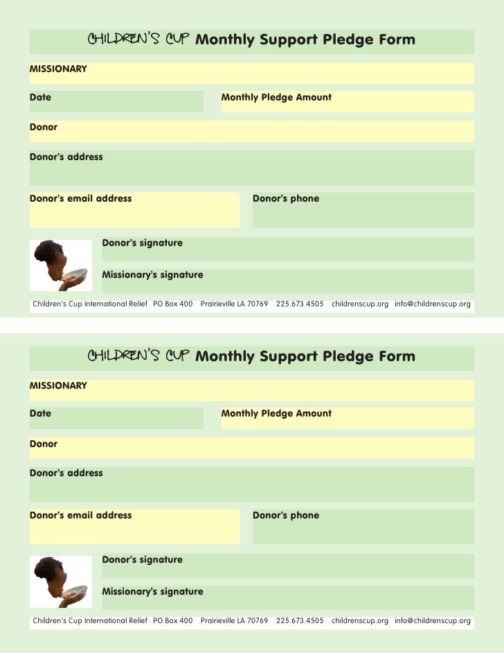 donor pledge card