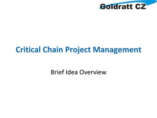 Critical Chain Project Management Brief Idea Overview 