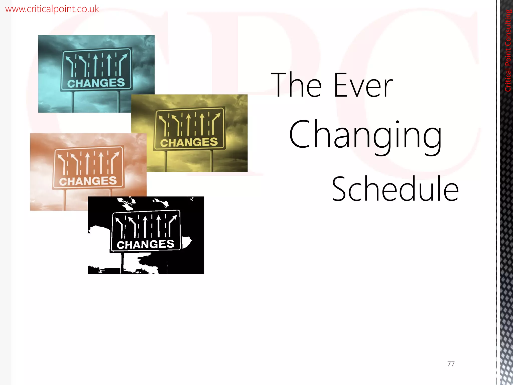 www.criticalpoint.co.uk
The Ever
Changing
Schedule
CriticalPointConsulting
77
 
