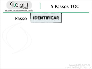 5 Passos TOC

Passo   IDENTIFICAR
 