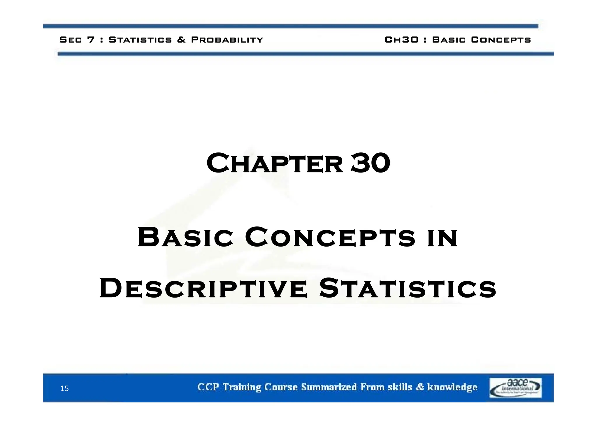 Sec 7 : Statistics & Probability Ch30 : Basic Concepts
Chapter 30
Chapter 30
Basic Concepts in
Descriptive Statistics
15
 