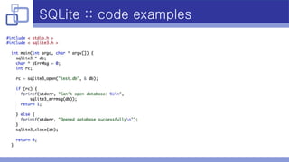 SQLite :: code examples
 
