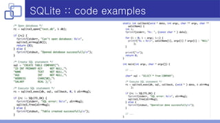 SQLite :: code examples
 