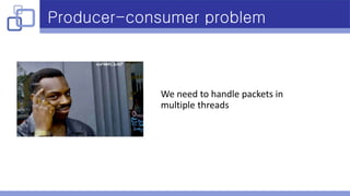 Producer-consumer problem
We need to handle packets in
multiple threads
 