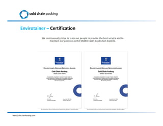 www.ColdChainPacking.com
Envirotainer – Certification
 