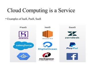 Cloud Computing is a Service
• Examples of IaaS, PaaS, SaaS
 