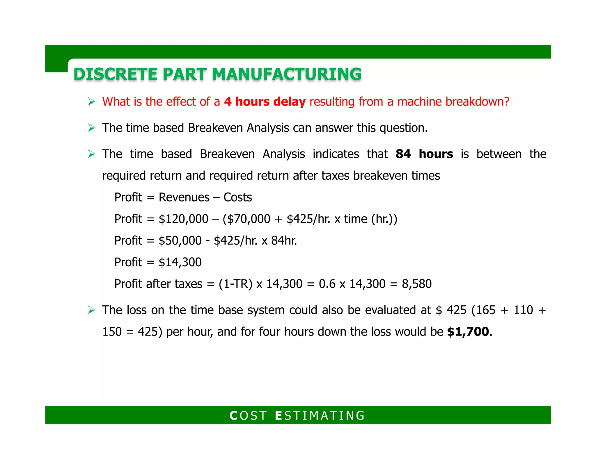 DISCRETE PART MANUFACTURINGDISCRETE PART MANUFACTURING
C O S T E S T I M AT I N G
 