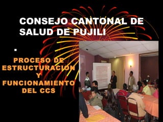 . CONSEJO CANTONAL DE SALUD DE PUJILI PROCESO DE ESTRUCTURACION Y FUNCIONAMIENTO DEL CCS 