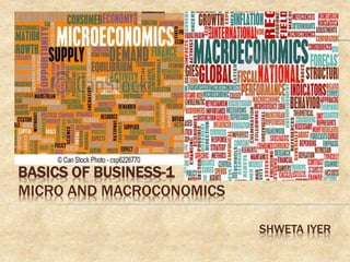 BASICS OF BUSINESS-1
MICRO AND MACROCONOMICS
SHWETA IYER
 