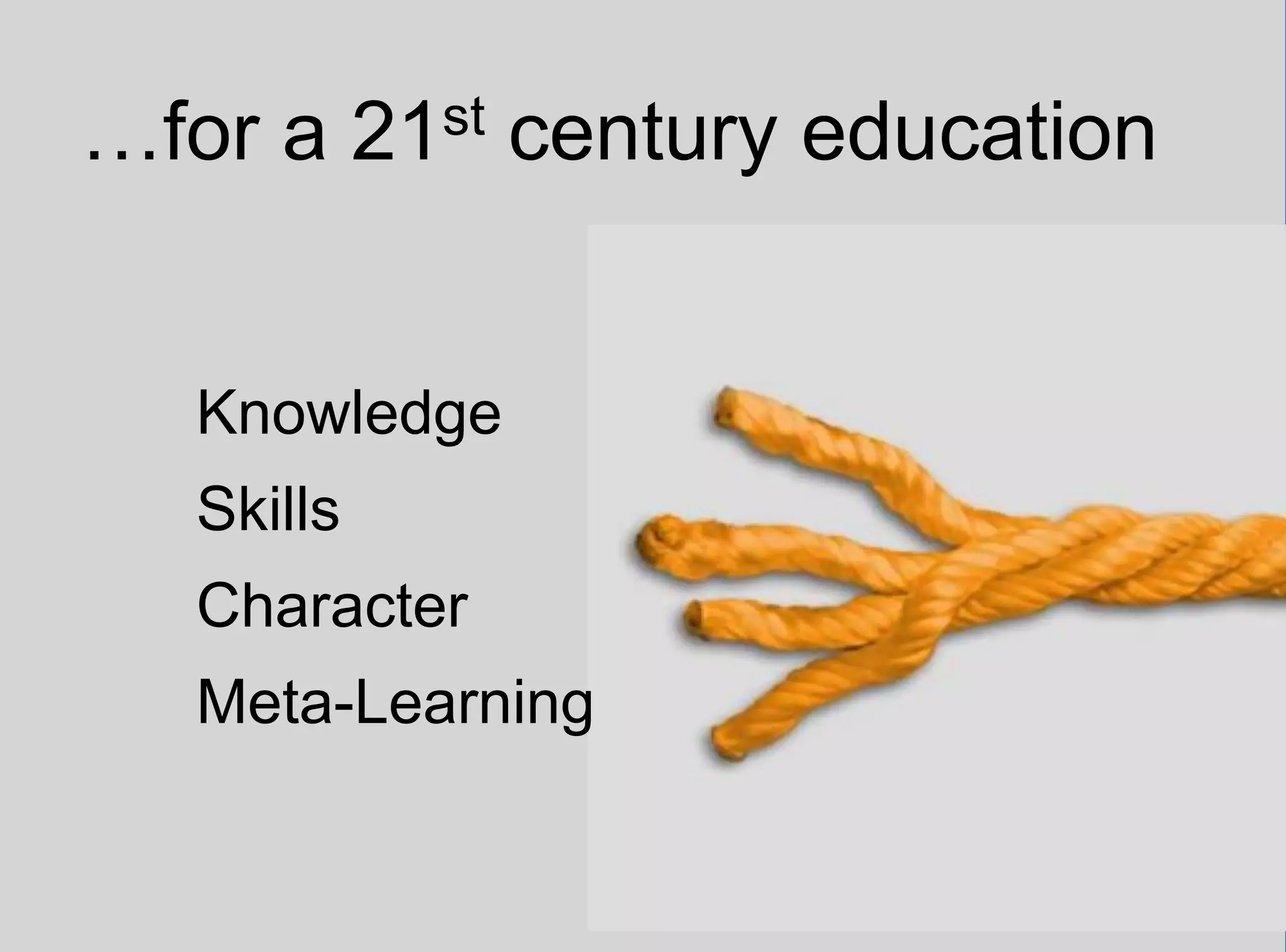 …for a 21st century education
Knowledge
Skills
Character
Meta-Learning
 