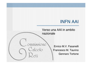 INFN AAI
Verso una AAI in ambito
nazionale



       Enrico M.V. Fasanelli
       Francesco M. Taurino
           Gennaro Tortone
 