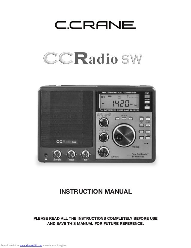 INSTRUCTION MANUAL
PLEASE READ ALL THE INSTRUCTIONS COMPLETELY BEFORE USE
AND SAVE THIS MANUAL FOR FUTURE REFERENCE.
Downloaded from www.Manualslib.com manuals search engine
 