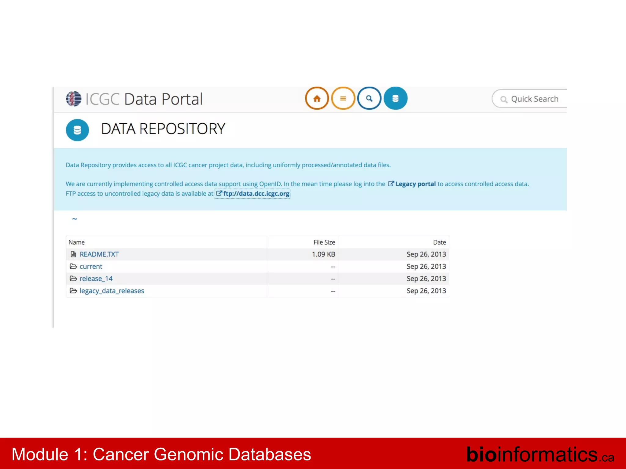 Module 1: Cancer Genomic Databases

bioinformatics.ca

 
