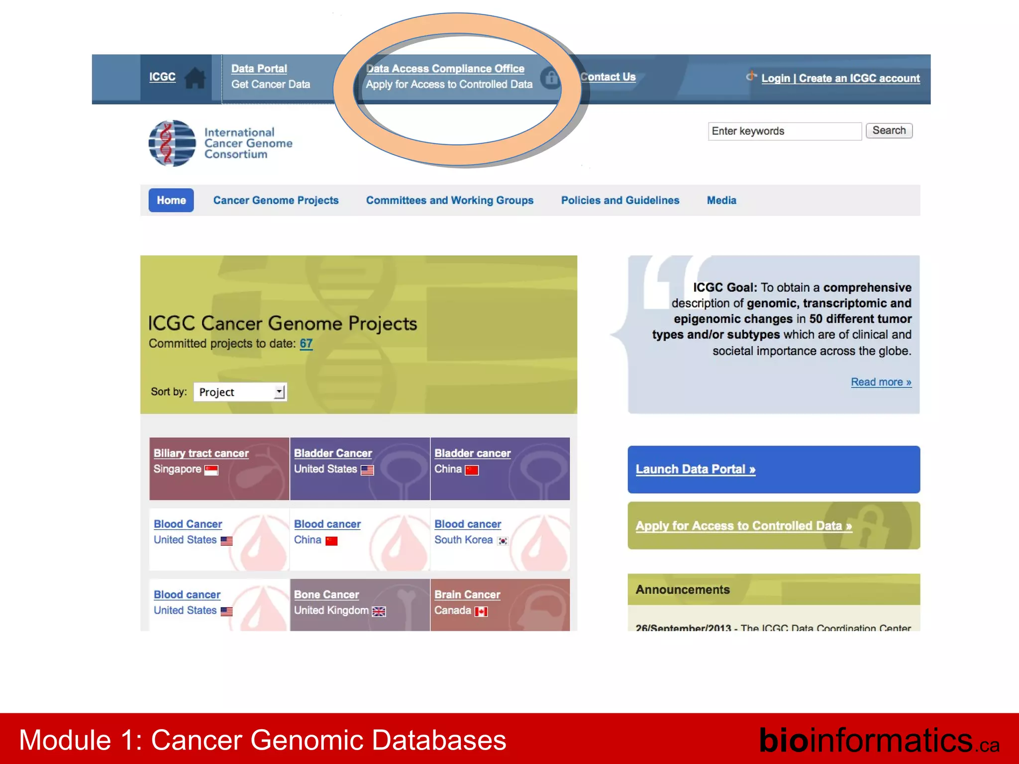Module 1: Cancer Genomic Databases

bioinformatics.ca

 
