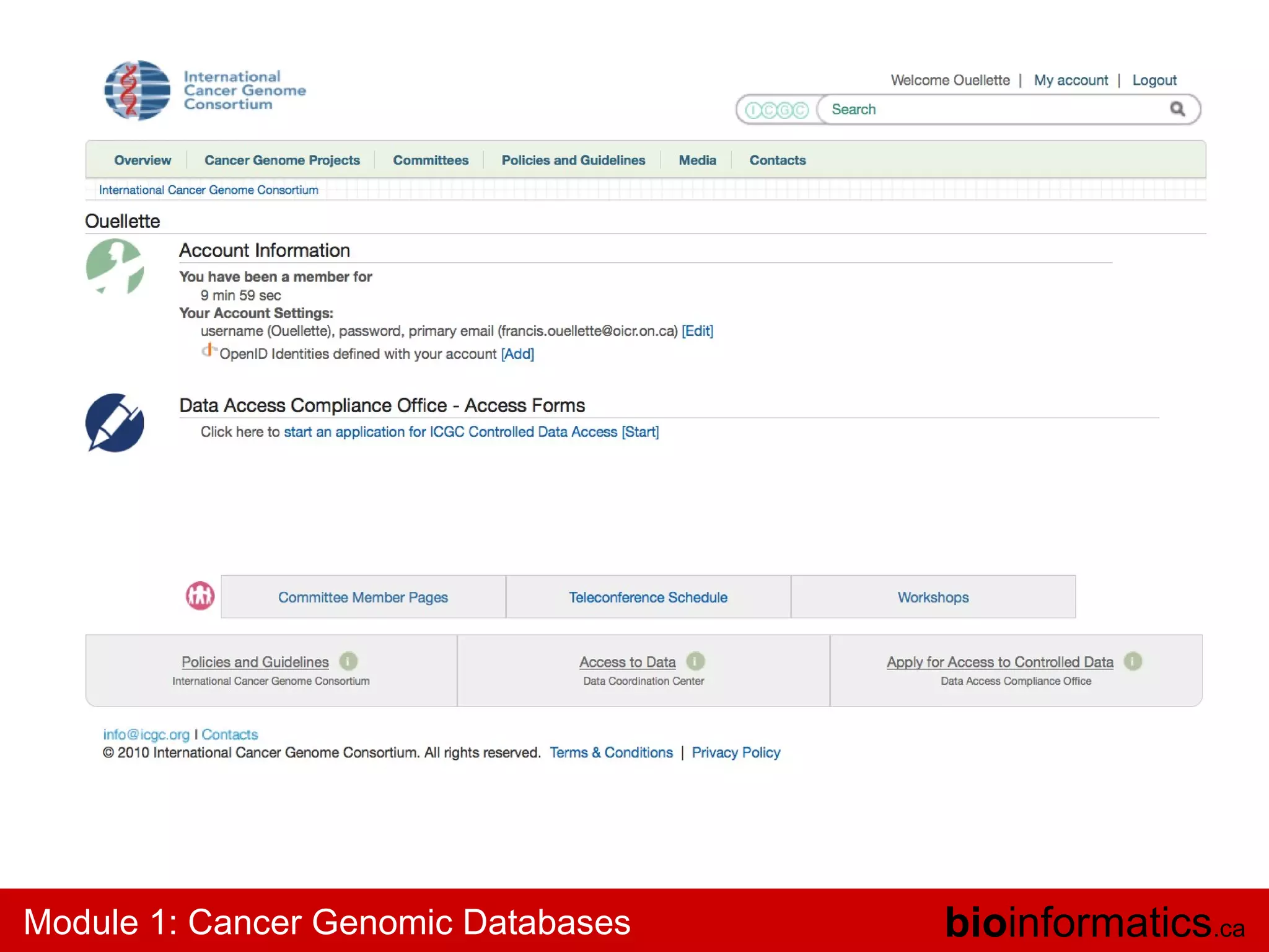 Module 1: Cancer Genomic Databases

bioinformatics.ca

 