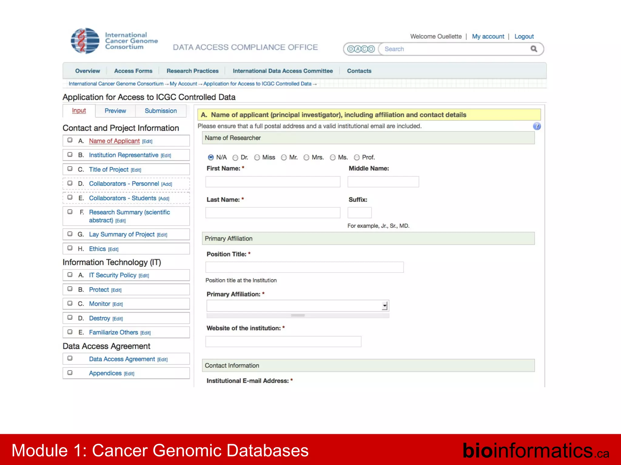 Module 1: Cancer Genomic Databases

bioinformatics.ca

 