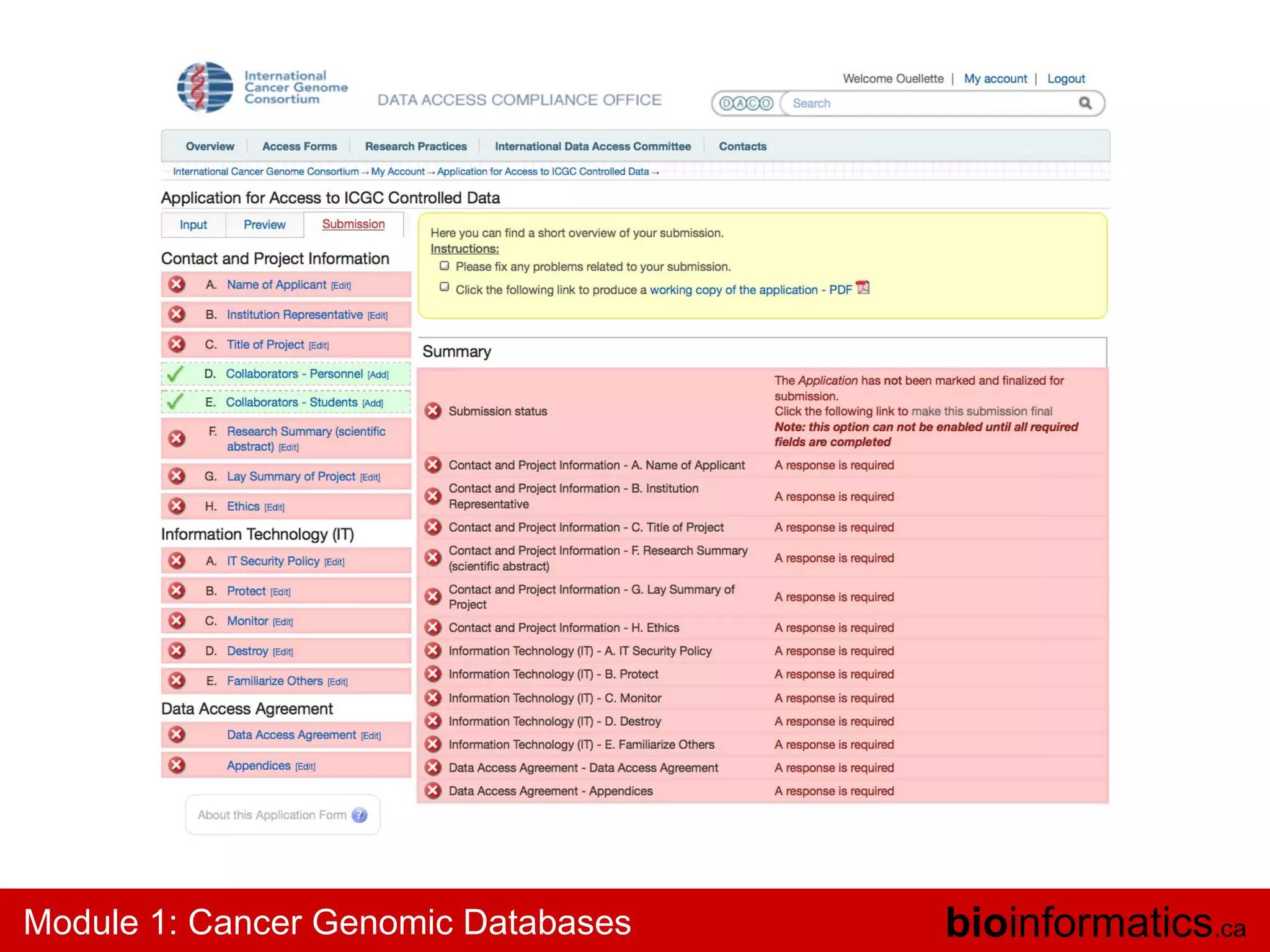 Module 1: Cancer Genomic Databases

bioinformatics.ca

 