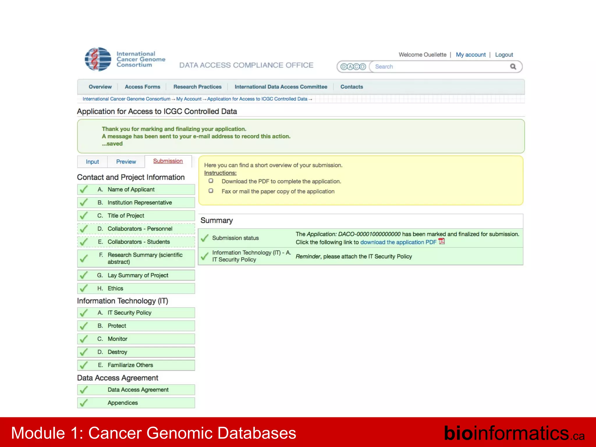 Module 1: Cancer Genomic Databases

bioinformatics.ca

 