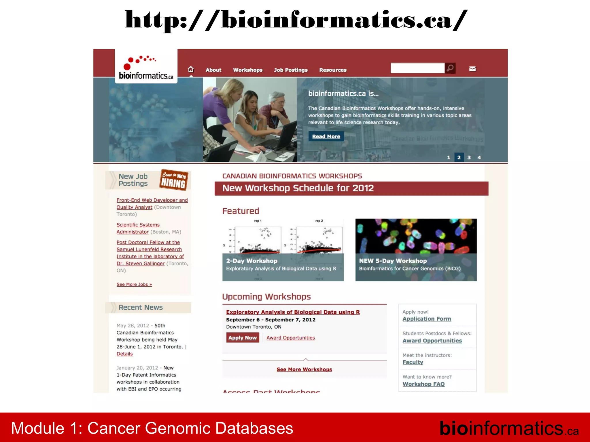 http://bioinformatics.ca/

Module 1: Cancer Genomic Databases

bioinformatics.ca

 