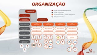 Comunicação
& Sustentabilidade
Relações
Institucionais
Compliance
PRESIDÊNCIA
CCR
Aeroportos
Novos Negócios
Apoios Funcionais
CCR USA
CCR
Mobilidade
Novos Negócios
Apoios Funcionais
CCR
Rodovias BR
Novos Negócios
Apoios Funcionais
CCR
Rodovias SP
Novos Negócios
Apoios Funcionais
Direção corporativa
Gestão estratégica institucional
Gestão corporativa
Desenvolvimento e gestão de negócios
Gestão Corporativa
Desenvolvimento
Empresarial
Finanças & RI
Jurídico
Planejamento
& Controle
ORGANIZAÇÃO
 