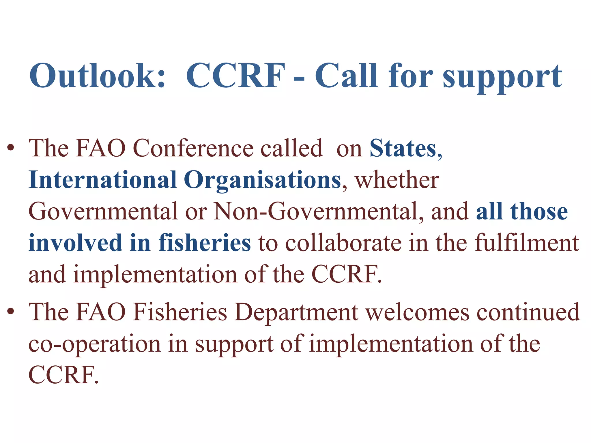 Ccrf(code of conduct for responsible fisheries_ | PPTX