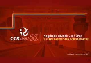 São Paulo, 7 de novembro de 2014
Negócios atuais: José Braz
E o que esperar dos próximos anos
75
 