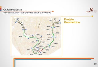 CCR NovaDutra
Projeto
Geométrico
Serra das Araras - km 219+000 ao km 228+000/RJ
80
 