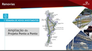 Renovias

// DEMANDA DE NOVOS INVESTIMENTOS

Ampliação do

Projeto Ponto a Ponto

 