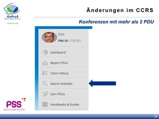 Änderungen im CCRS
Konferenzen mit mehr als 2 PDU
29
 