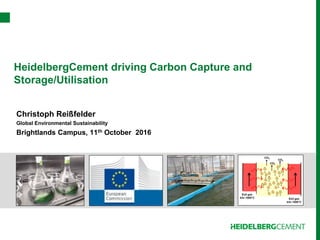 Christoph Reißfelder
Global Environmental Sustainability
Brightlands Campus, 11th October 2016
HeidelbergCement driving Carbon Capture and
Storage/Utilisation
 
