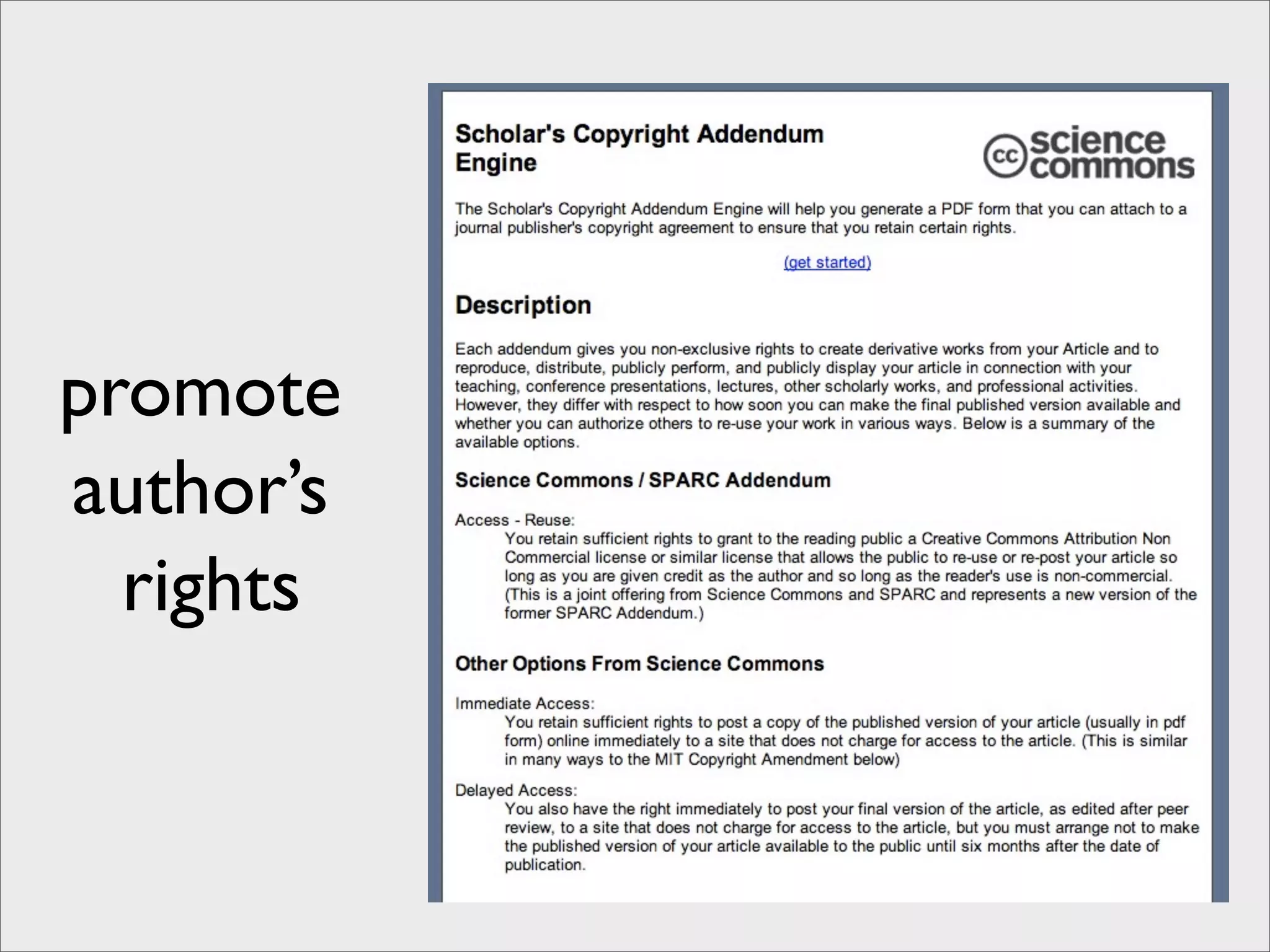 promote
author’s
  rights
 