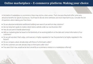 Online marketplace – E-commerce platform: Making your choice
 