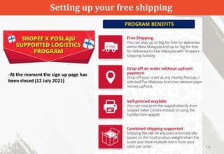 Setting up your free shipping
233
-At the moment the sign up page has
been closed (12 July 2021)
 
