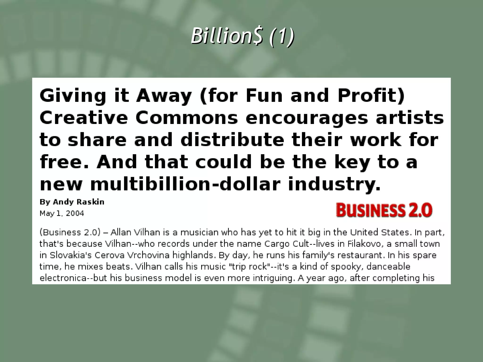 Billion$ (1) Let's get the hype out of the way.... 