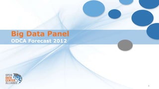 Big Data Panel
ODCA Forecast 2012




                     1
 