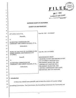 People v. ACCJC Preliminary Injunction Motion