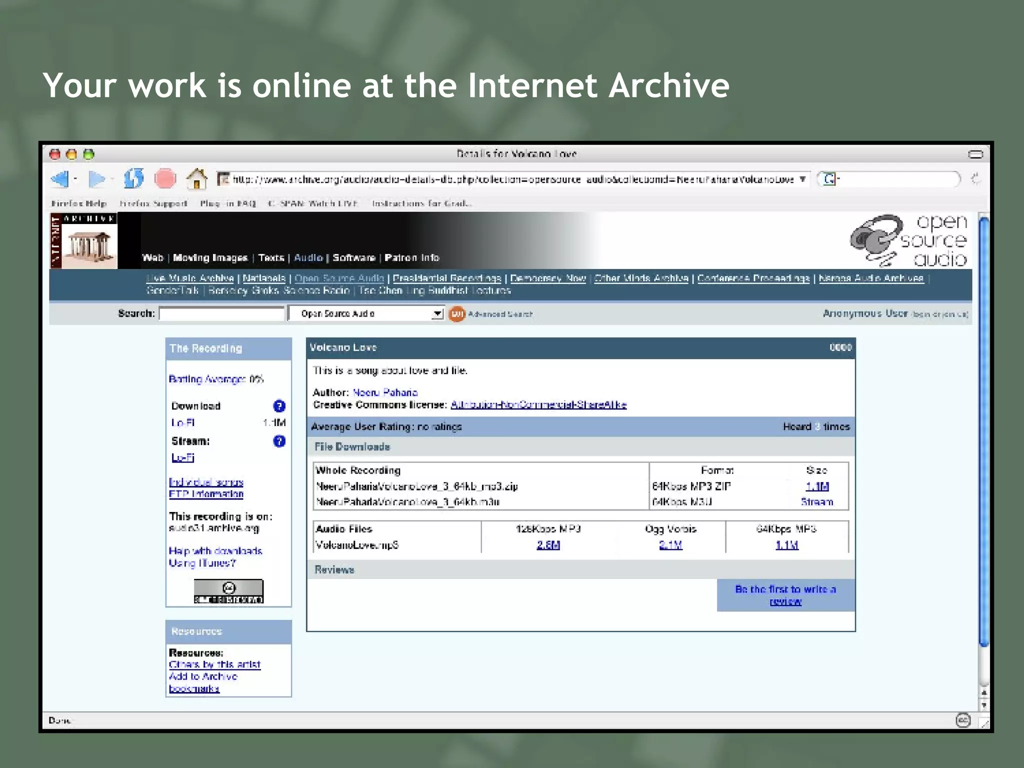 Your work is online at the Internet Archive 