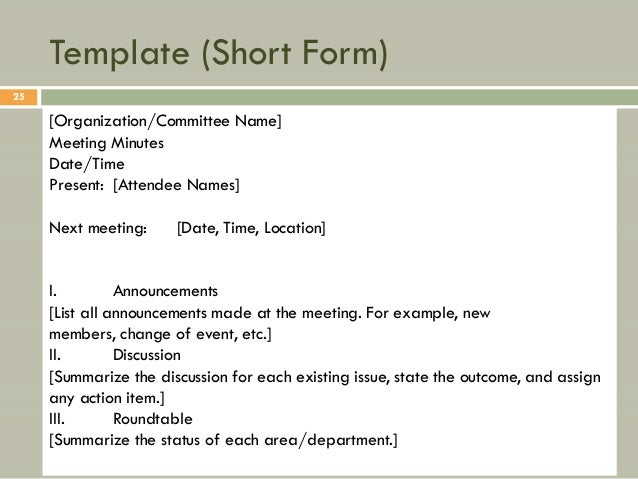 How to write official meeting minutes