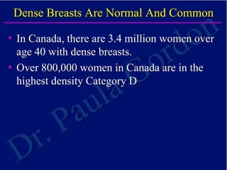 Dr. Paula Gordon on X: There's a big cancer hiding in the dense breast on  the right. See it? Half of cancers in dense breasts are missed. So why  doesn't @cantaskforce think