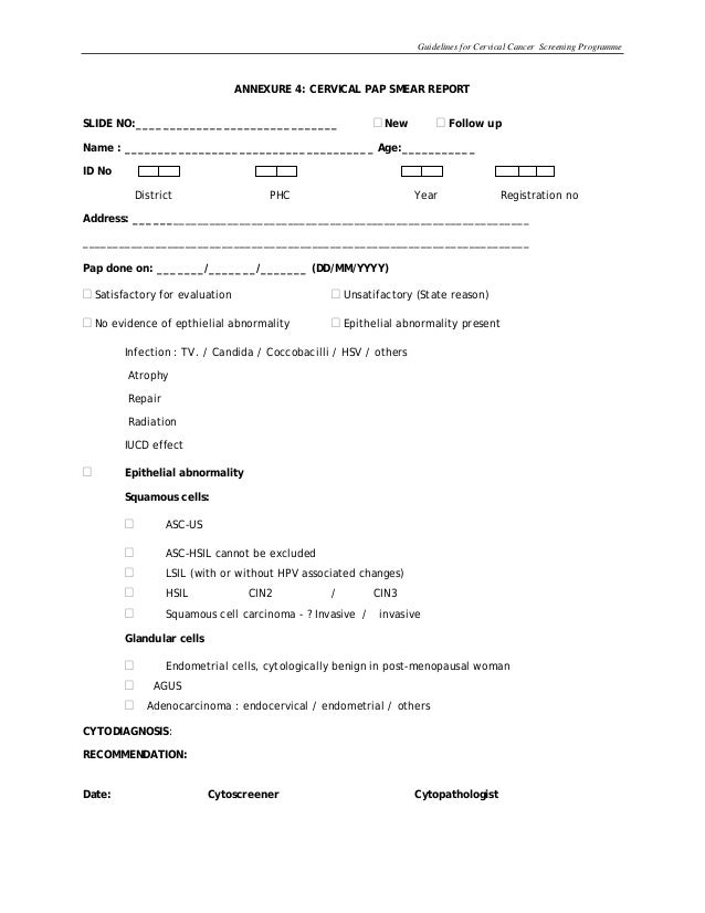 pap smear report sle cervical cancer screening pap smear report sle cervical cancer screening